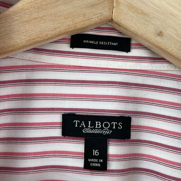 Talbots Womens 16 Wrinkle Resistant Button Up Stripe Shirt Long Sleeve Blouse - Picture 3 of 11